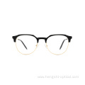 Custom Printing Logo Acetate Metal Classic Eyebrow Eye Glasses Half Rim Optical Frames